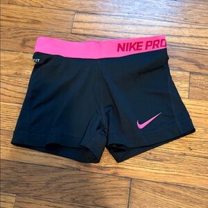 Nike Pro Dri-Fit Women's Athletic Shorts Black with Pink Accents XS